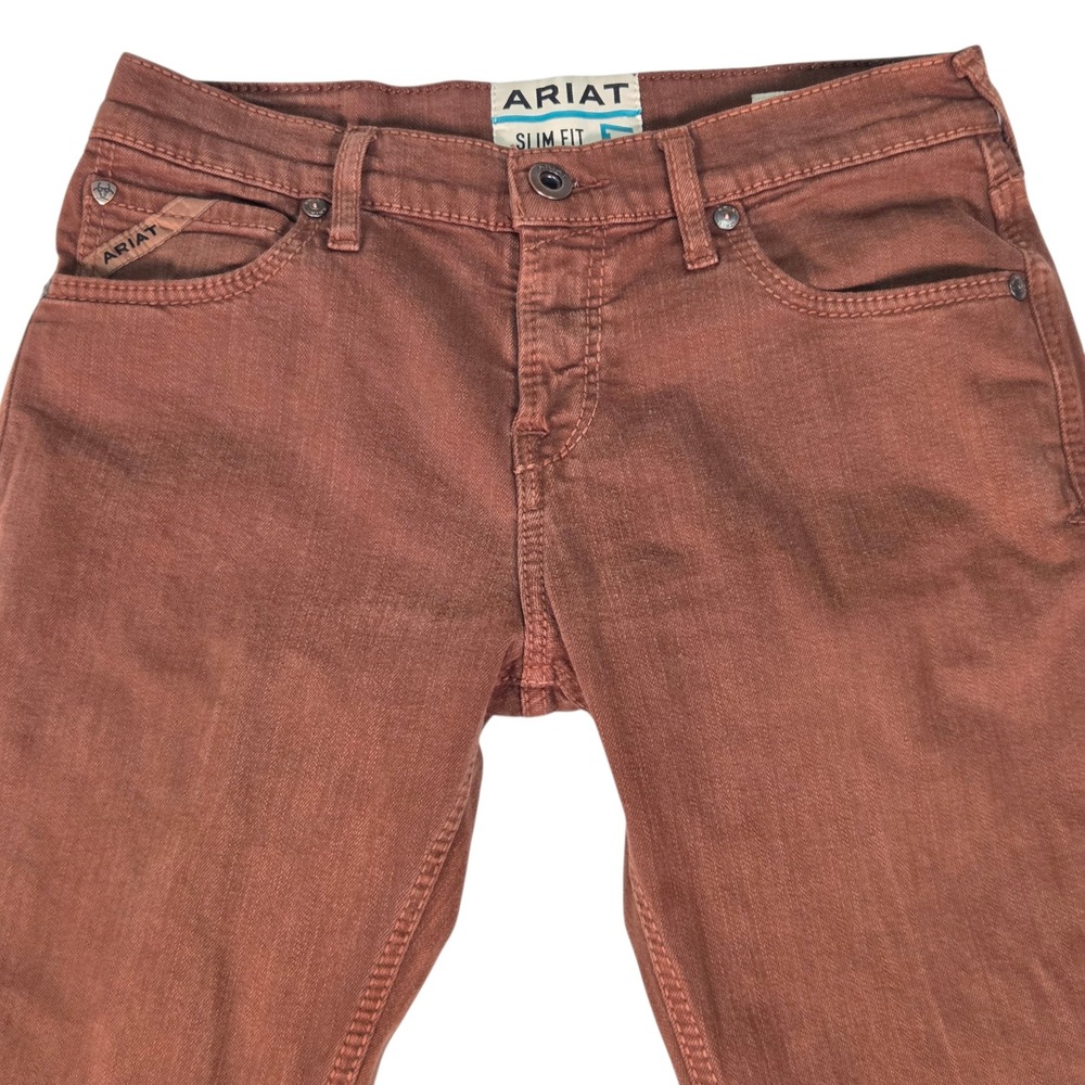 Ariat M7 Slim Fit Straight Leg Jeans Mens 30/36 Brown Red Denim Pants Cowboy